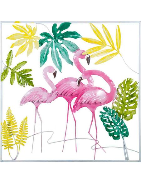 décoration murale flamant rose métal ambiance tropicale