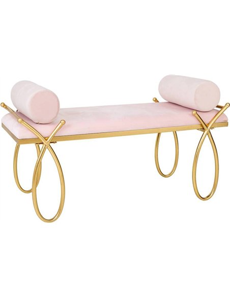 banc bas velours rose métal doré élégant salon