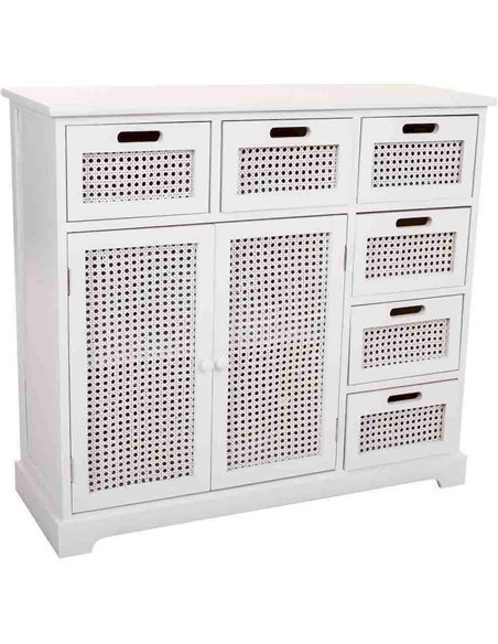 buffet blanc en bois et cannage design élégant pour salon