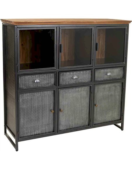 vitrine industrielle bois et métal style contemporain