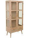 vitrine en bois naturel avec cannage élégant pour salon