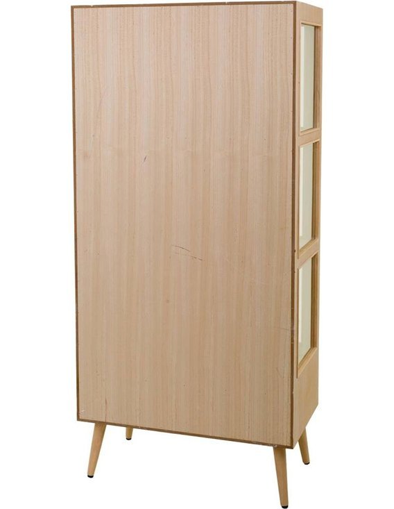 vitrine porte verre et cannage naturel