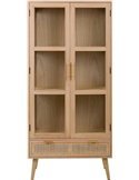 Vitrine bois naturel et cannage style vitrine élégante