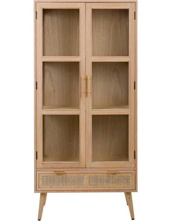 Vitrine bois naturel et cannage style vitrine élégante