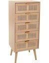 meuble rangement 5 tiroirs bois et cannage naturel