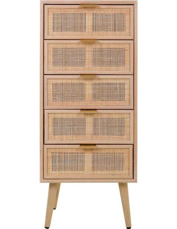 commode tendance style naturel bois et cannage