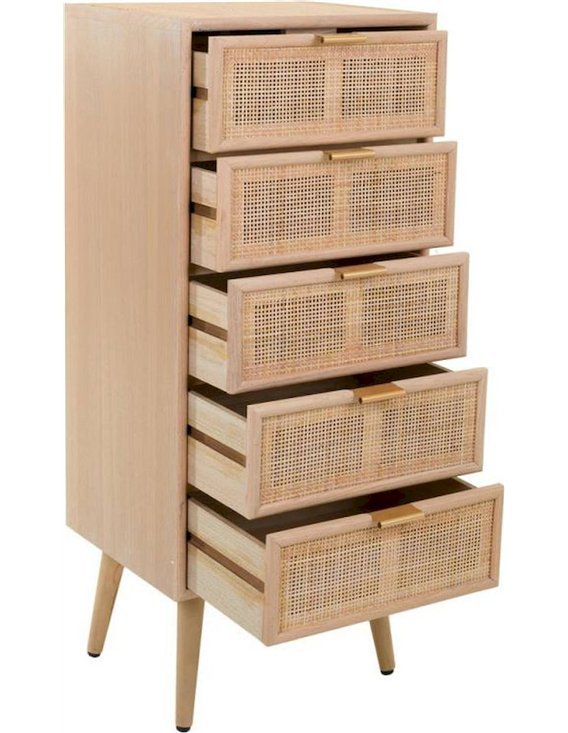 commode bois clair cannage rangement pratique