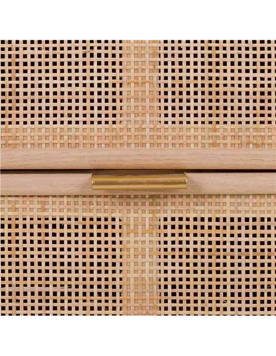 Commode en bois et cannage 5 tiroirs esprit naturel