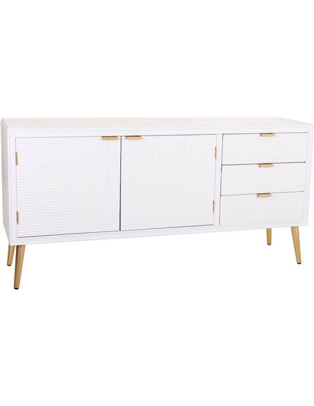 buffet blanc design bois mdf pieds dorés élégant