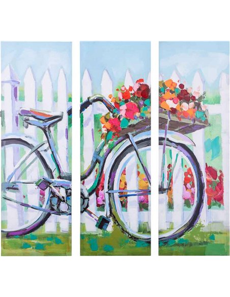 tableau décoratif vélo peint à la main ambiance printanière