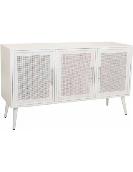 meuble de rangement scandinave en bois blanc et bambou