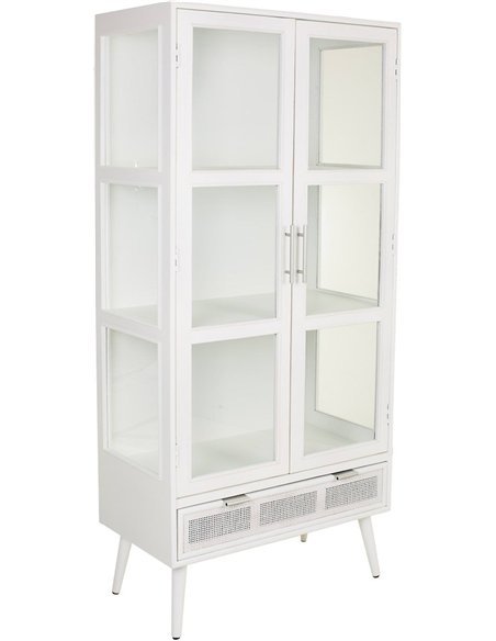 vitrine blanche bois bambou design élégant salon