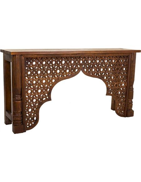 console bois de manguier sculpté design artisanal élégant