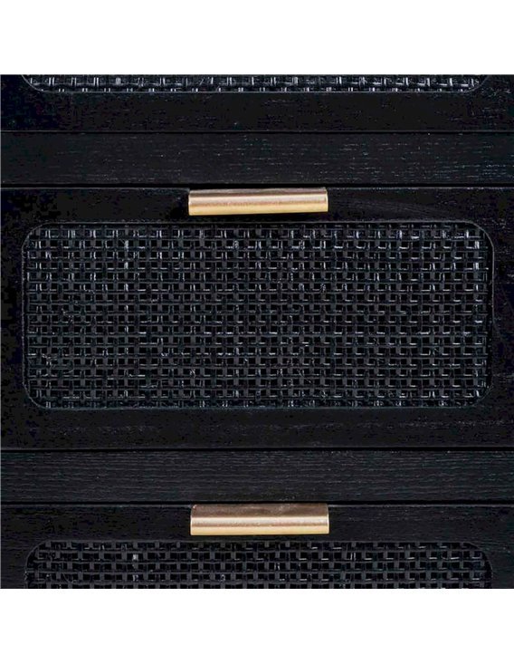 table d’appoint MDF noir cannage salon