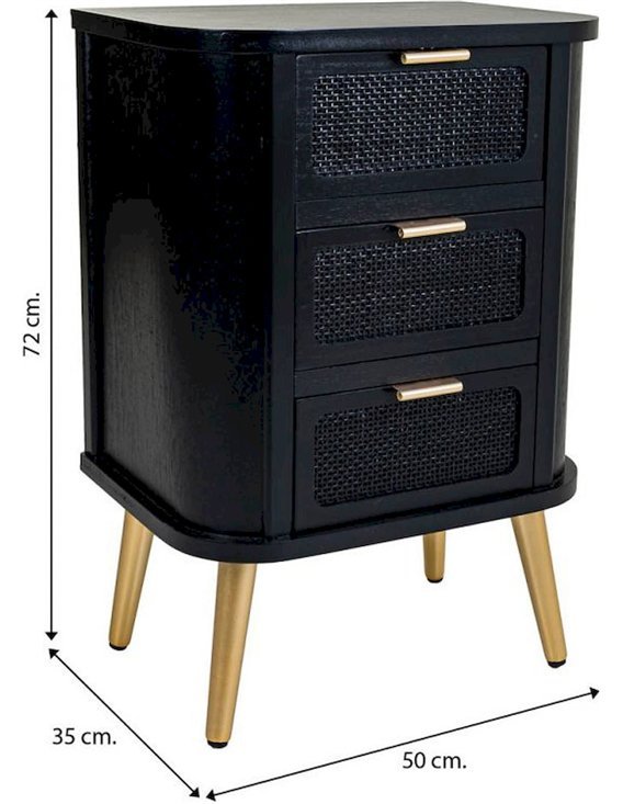 meuble de nuit noir avec grille cannage