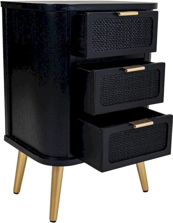 table de chevet chic noir doré MDF