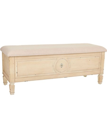 banc coffre beige élégant avec assise tissu pour entrée