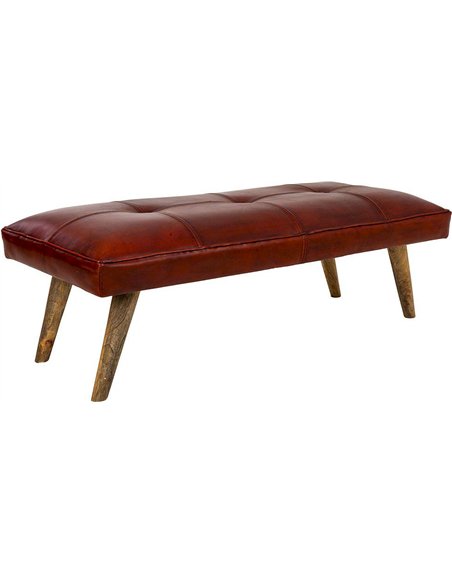 banc bas cuir rouge grenat design vintage élégant