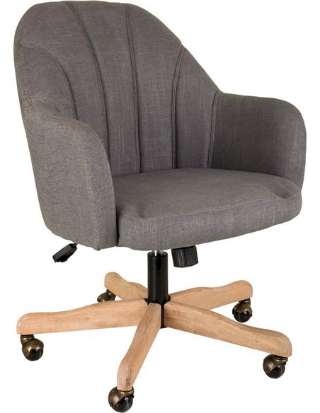 chaise de bureau grise élégante en bois avec roulettes