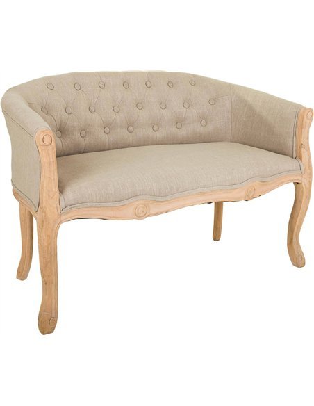 canapé bois naturel tissu crème style classique salon élégant