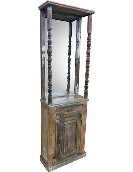 console en bois recyclé avec miroir pour entrée élégante