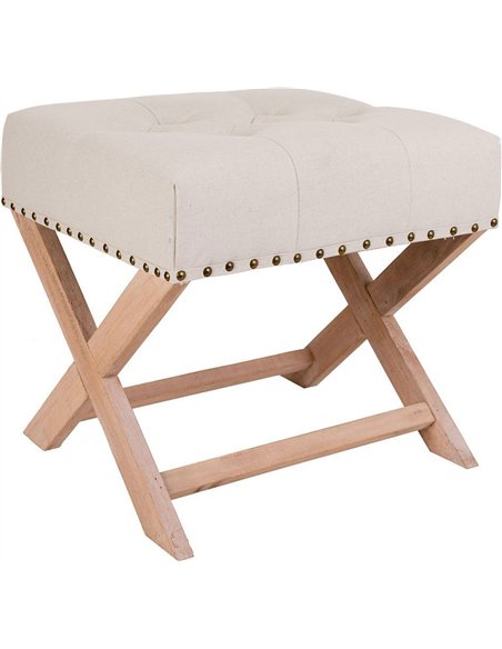 banc tapissé bois clair coton lin crème élégant