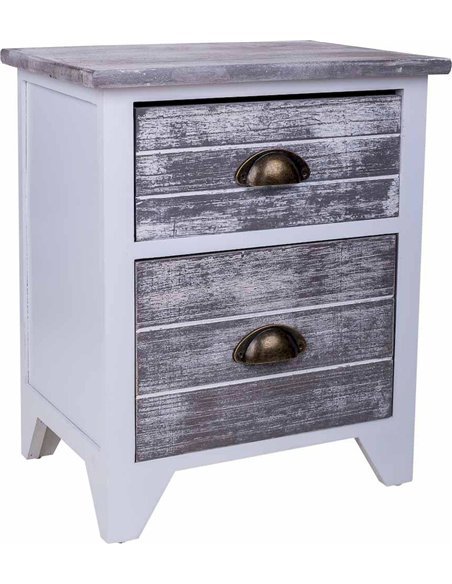 chevet blanc bois style vintage avec tiroirs pratiques