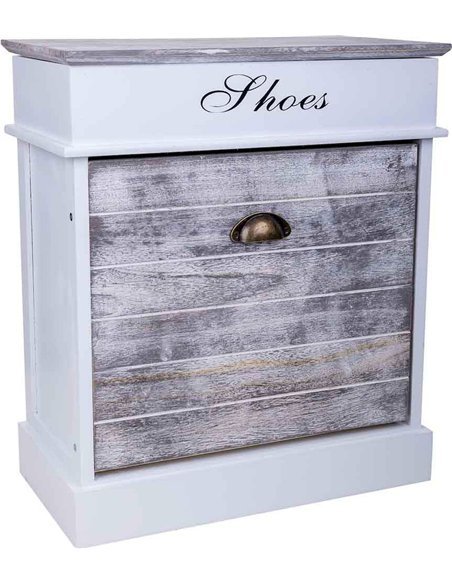 meuble à chaussures blanc bois style campagne chic entrée