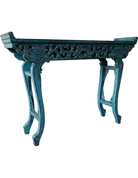 console entrée métal bleu style rustique décoratif