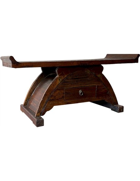 banc coffre en bois d’orme avec tiroir décoratif