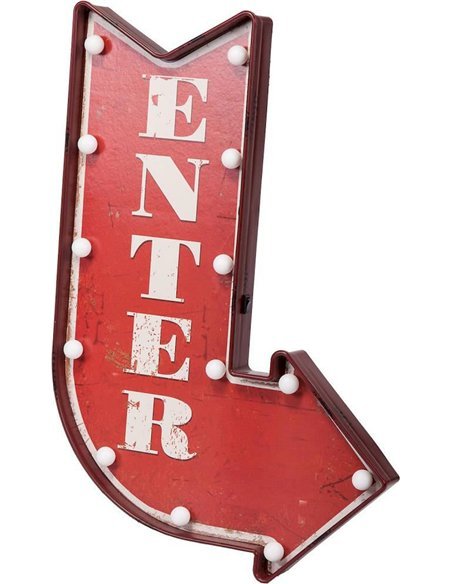 flèche décorative lumineuse led rouge ambiance vintage