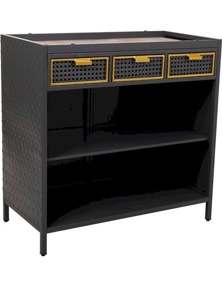 meuble de rangement design gris avec tiroirs et étagère